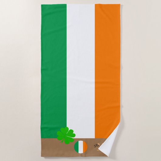 Serviette De Plage Drapeau irlandais & Irlande monogrammed / serviett (Devant)