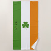 Serviette De Plage Drapeau irlandais St Patrick avec Shamrock | Perso (Devant)