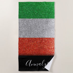 Serviette De Plage Drapeau italien Italie Milan Parties scintillant S