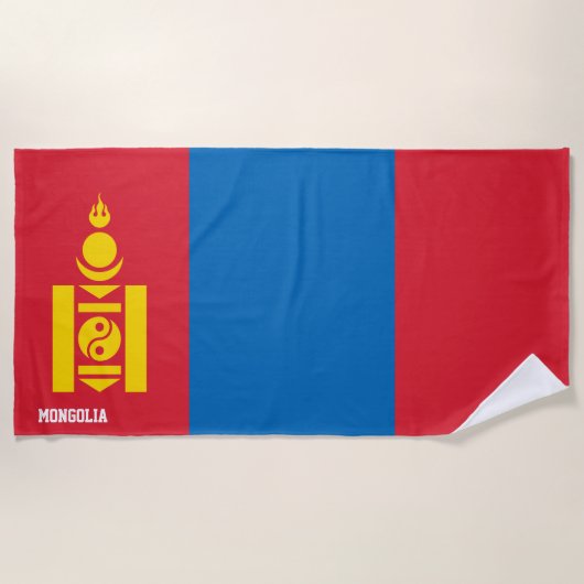 Serviette De Plage Drapeau Mongolie Splendide patriotique (Devant)
