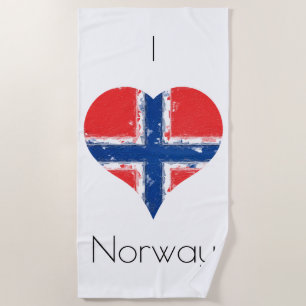Serviette De Plage Drapeau norvégien I Heart Norway