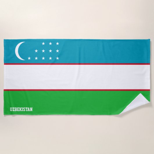 Serviette De Plage Drapeau Ouzbékistan Splendide patriotique (Devant)