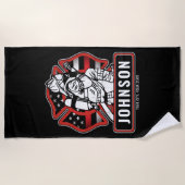 Serviette De Plage Drapeau patriotique personnalisé de pompier  (Devant)