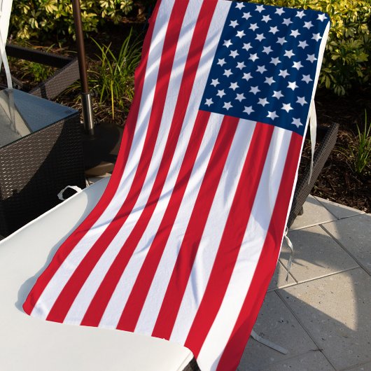 Serviette De Plage Drapeau patriotique rouge blanc et bleu américain