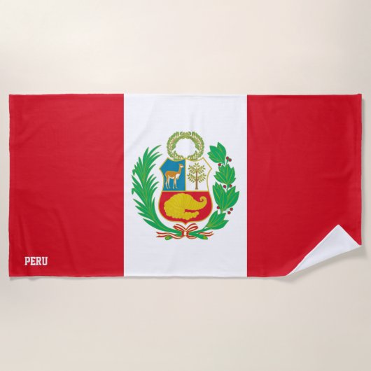 Serviette De Plage Drapeau Pérou Splendide patriotique (Devant)