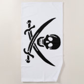 Serviette De Plage Drapeau pirate crâne épées croisées (Devant)