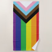 Serviette De Plage Drapeau progressiste LGBTQIA (Devant)
