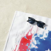 Serviette De Plage Drapeau rouge blanc et bleu américain (En situation)