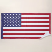 Serviette De Plage Drapeau rouge blanc et bleu patriotique américain (Devant)