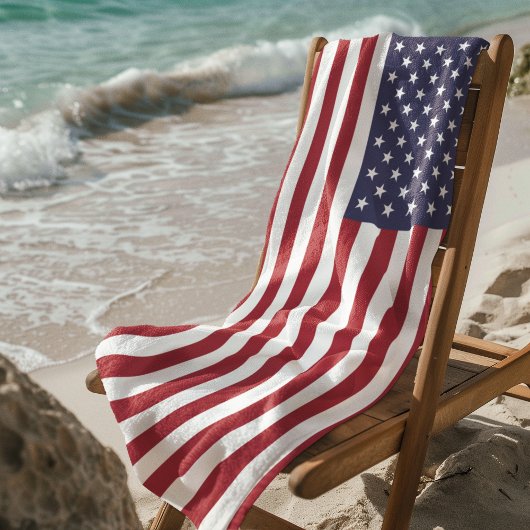 Serviette De Plage Drapeau rouge blanc et bleu patriotique américain