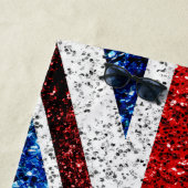 Serviette De Plage Drapeau rouge bleu blanc brillant parties scintill (En situation)