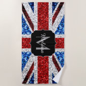 Serviette De Plage Drapeau rouge bleu blanc brillant parties scintill (Devant)