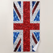 Serviette De Plage Drapeau rouge bleu blanc brillant parties scintill (Devant)