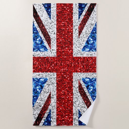 Serviette De Plage Drapeau rouge bleu blanc brillant parties scintill (Devant)