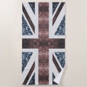 Serviette De Plage Drapeau rustique UK rouge bleu étincelants parties (Devant)