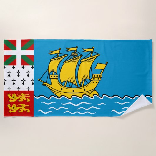 Serviette De Plage Drapeau Saint-Pierre-et-Miquelon (Devant)