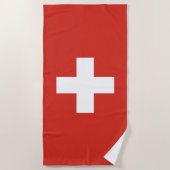 Serviette De Plage Drapeau Suisse - croix blanche (Devant)