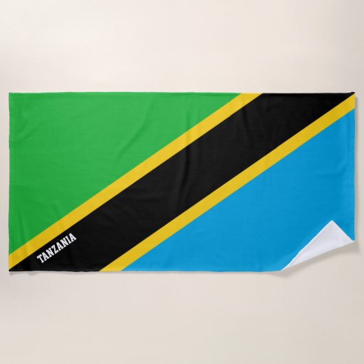 Serviette De Plage Drapeau Tanzanie Splendide Patriotique (Devant)