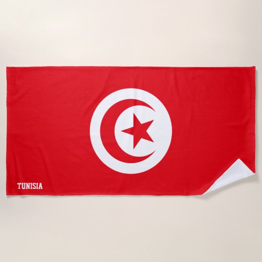 Serviette De Plage Drapeau Tunisie Splendide patriotique (Devant)