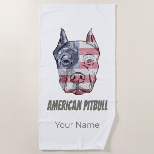 Serviette De Plage Drapeau Vintage américain Pitbull Terrier Bully Ch