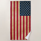 Serviette De Plage Drapeau Vintage patriotique américain (Devant)