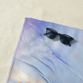 Serviette De Plage Dreamy Purple Blue Mist Gold Pearl (En situation)