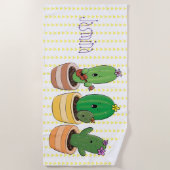 Serviette De Plage Drôle cactus trio chant dessin animé (Devant)