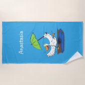 Serviette De Plage Drôle canard avec parapluie dessin animé (Devant)