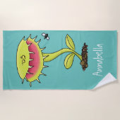 Serviette De Plage Drôle carnivore Vénus piège à mouches plante dessi (Devant)