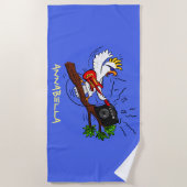 Serviette De Plage Drôle cockatoo jouant de la guitare rock dessin an (Devant)