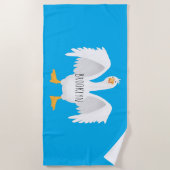 Serviette De Plage Drôle curieuse dessin animé d'oie domestique (Devant)