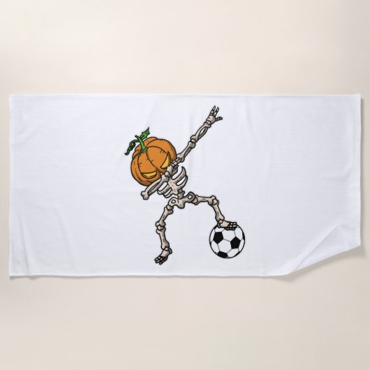 Serviette De Plage Drôle Dabbing Citrouille Head Soccer Idée cadeau (Devant)