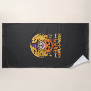 Serviette De Plage Drôle de Bouledogue Halloween Joyeux Howl-O-Ween V