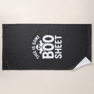 Serviette De Plage Drôle de feuille de Boo fantôme Halloween Design_1