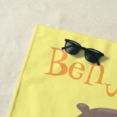 Serviette De Plage Drôle dessin animé de belette disant bonjour (En situation)