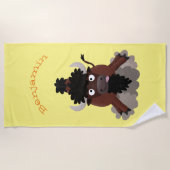 Serviette De Plage Drôle dessin animé de bison de buffle (Devant)