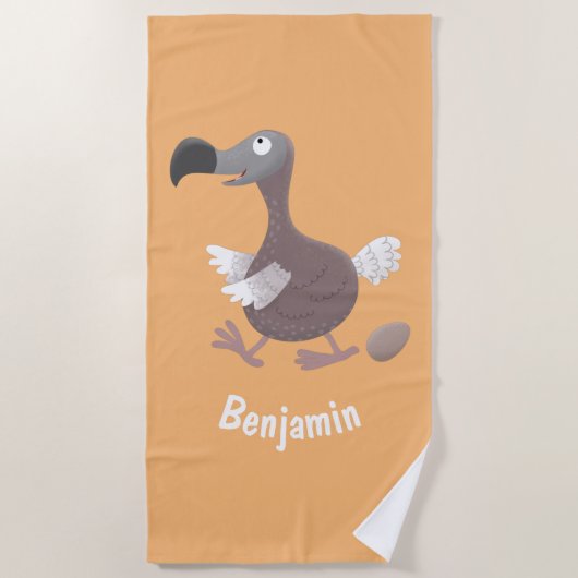 Serviette De Plage Drôle dessin animé d'oiseau de dodo (Devant)