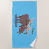 Serviette De Plage Drôle dessin animé d'orignal heureux (Devant)