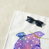 Serviette de plage drôle éléphant volant Nom Texte (En situation)