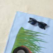 Serviette De Plage Drôle grenouille verte tondre la pelouse dessin (En situation)