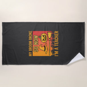 Serviette De Plage Drôle Halloween Professeur Mon Balai Cassa Design