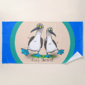 Serviette De Plage Drôle, joyeux croquis à pieds bleus dansant dessin (Devant)
