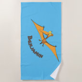 Serviette De Plage Drôle mignon dessin animé de pterodactyle volant o (Devant)