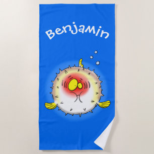 Serviette De Plage Drôle poisson poivron porc-épic caricature poisson