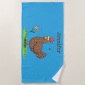 Serviette De Plage Drôle poulet rustique whimsical dessin animé (Devant)