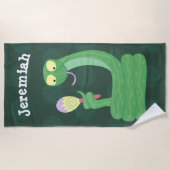 Serviette De Plage Drôle serpent vert avec caricature maraca (Devant)