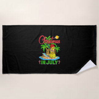 Serviette De Plage Drôle Softball Santa Hat Hawaiian Noël En Juil