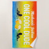 Serviette De Plage Drôle Un mec Cool avec un nom sur Grunge (Devant)