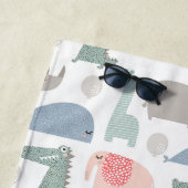 Serviette De Plage Drôle Visage mignon Doodle Motif animal (En situation)