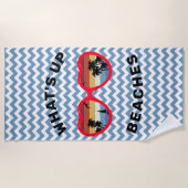 Serviette De Plage Drôle 'What's Up, Beaches' Retro Sunset Lunettes d (Devant)